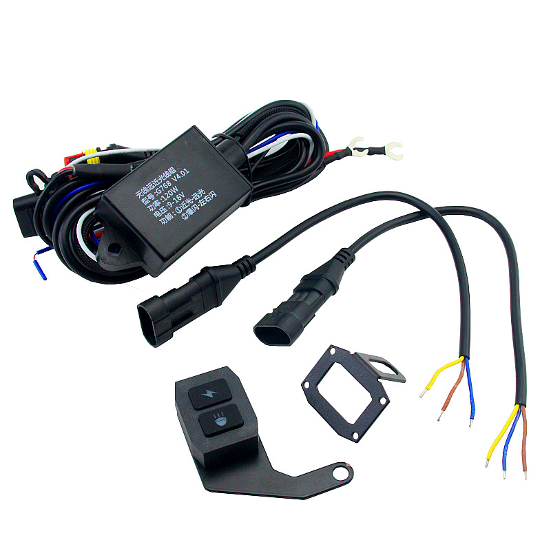 Motocikl LED prekidač za svjetla — skup kabel za svjetla jedan-na-dva, daleko i blizu svjetla; 120W, 12V, 10A, bakreni vodiči