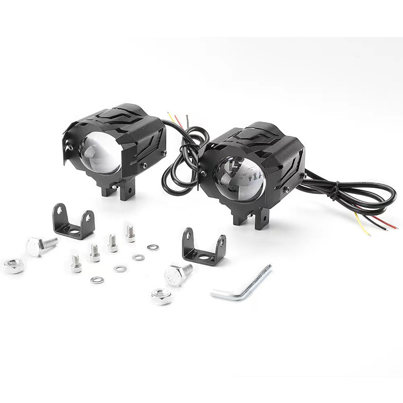 Motocikl LED spot svjetlo s integriranim visokim i niskim snopom, vanjski LED far za vozila, dvobojna žuto-bijela dvostruka leća, 30W, 12-80V, 4500LM, IP67, vijek trajanja ≥ 30000 h