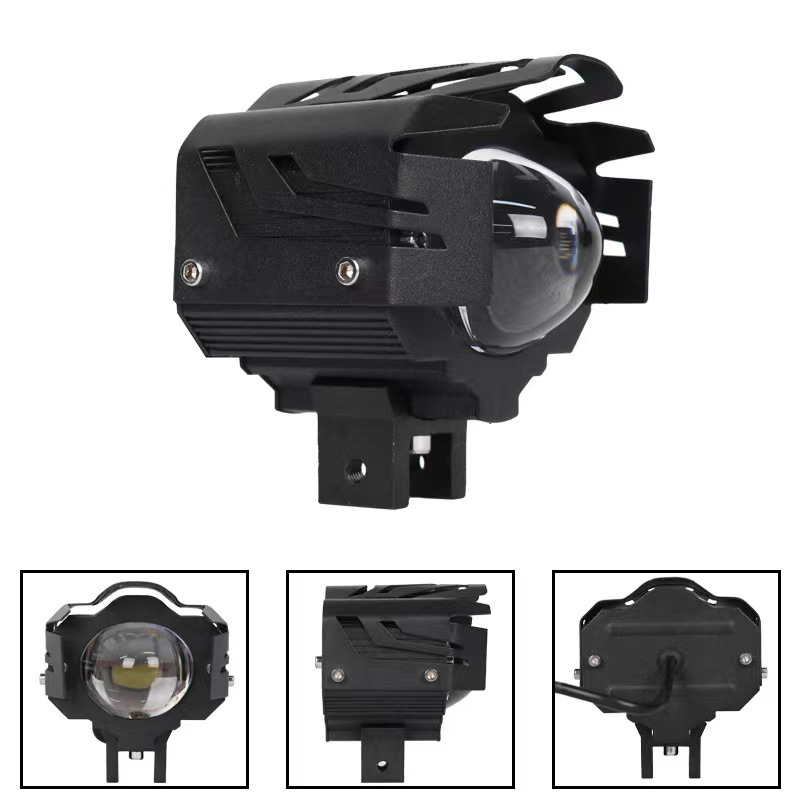 Motocikl LED spot svjetlo s integriranim visokim i niskim snopom, vanjski LED far za vozila, dvobojna žuto-bijela dvostruka leća, 30W, 12-80V, 4500LM, IP67, vijek trajanja ≥ 30000 h