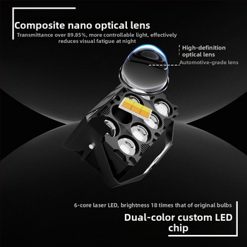 HAIZG LED reflektor za motocikl s ventilatorom, 8 LED-ova, žuto-bijela dvobojna, daleki i bliži snop