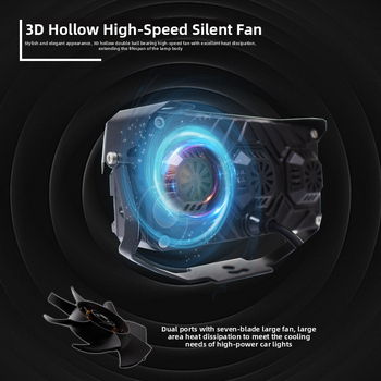 HAIZG LED reflektor za motocikl s ventilatorom, 8 LED-ova, žuto-bijela dvobojna, daleki i bliži snop