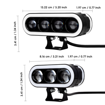Motocikl LED dvobojno svjetlo (bijelo i žuto) s lećom, prednje svjetlo