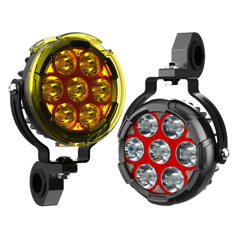 Motocikl LED svjetlo s kružnom lećom, sedam LED-ova, 120W po paru, 8500lm, IP67, 10-80V