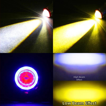 Motociklističko LED svjetlo s dvostrukom bojom leće, demon oko halo, držač s dvije ili tri kandže