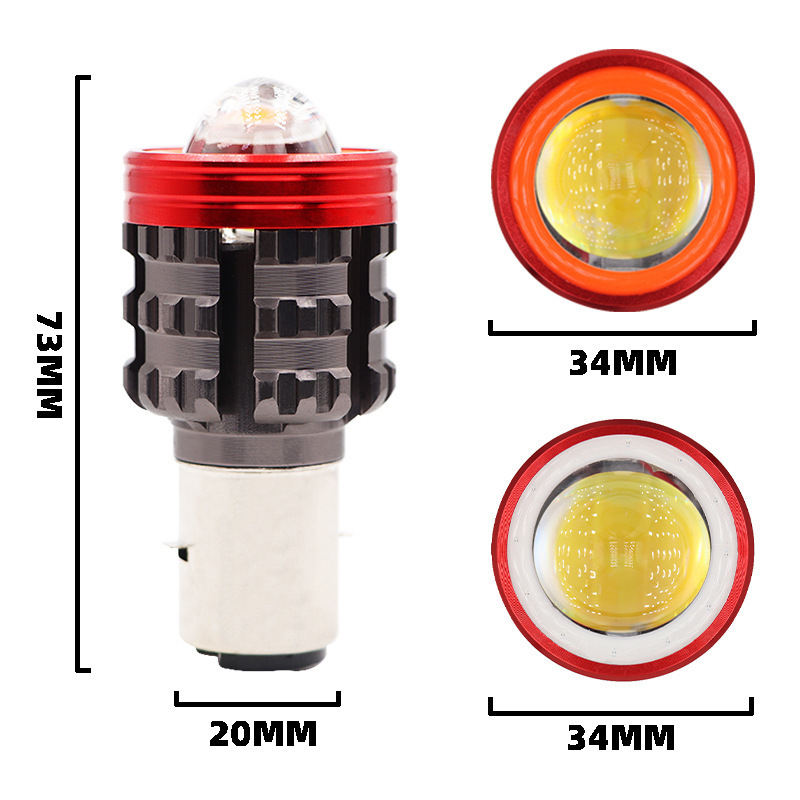 Far motocicletă LED cu lentilă bi-color, halou Demon Eye și prindere cu două sau trei gheare — 10W, 12–80V, 0.8A, 800 lm, 50.000 h