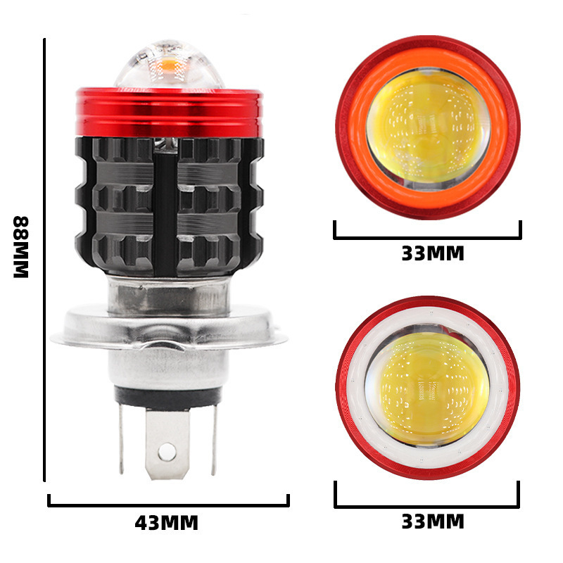 Far motocicletă LED cu lentilă bi-color, halou Demon Eye și prindere cu două sau trei gheare — 10W, 12–80V, 0.8A, 800 lm, 50.000 h