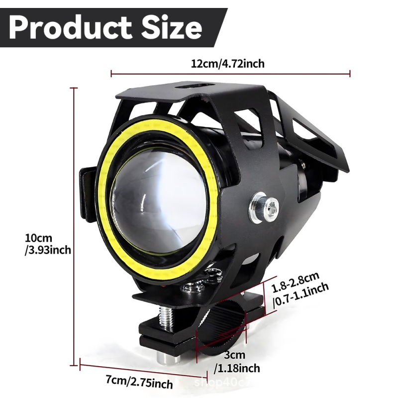 U7 motociklistički reflektor, LED 30W, 3000LM, IP65, kućište od aluminijske legure, vanjska laserska leća