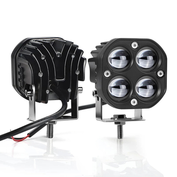 LED radna svjetiljka za vozila, 40W, kvadratni reflektor s četiri LED diode, 5D leća u obliku četverolistne djeteline, bijelo-žuta dvobojna