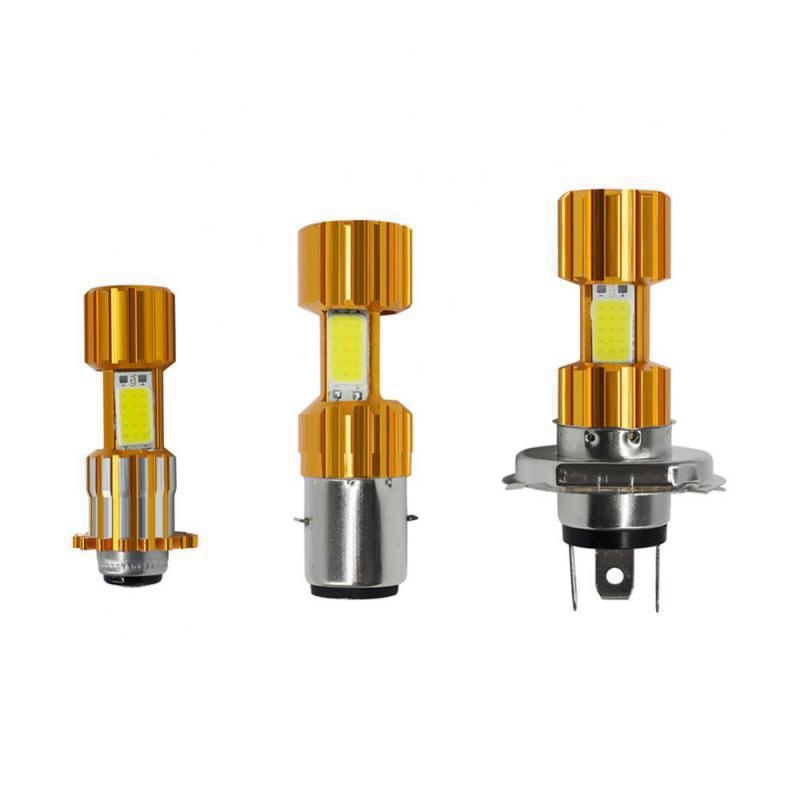 Motorkerékpár COB LED első lámpa, háromoldalú fény; kompatibilis H4 és H6 (egyszeres/dupla csatlakozás); bemenet 12V (12–80V univerzális opció); IP65; alumínium ház; akár 5000 lm, 8W