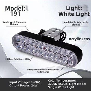 24 LED-es motorkerékpár előre világító lámpa, külső LED csíkos fényszóró, alumínium ötvözet test, 12-80V univerzális