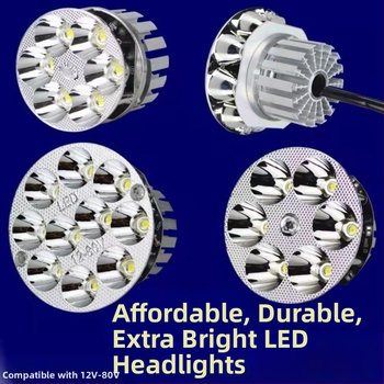 LED fényszóró motorkerékpárokhoz és elektromos járművekhez, 12–60V, beépített spotfény, távoli és közeli fény, nagy izzó