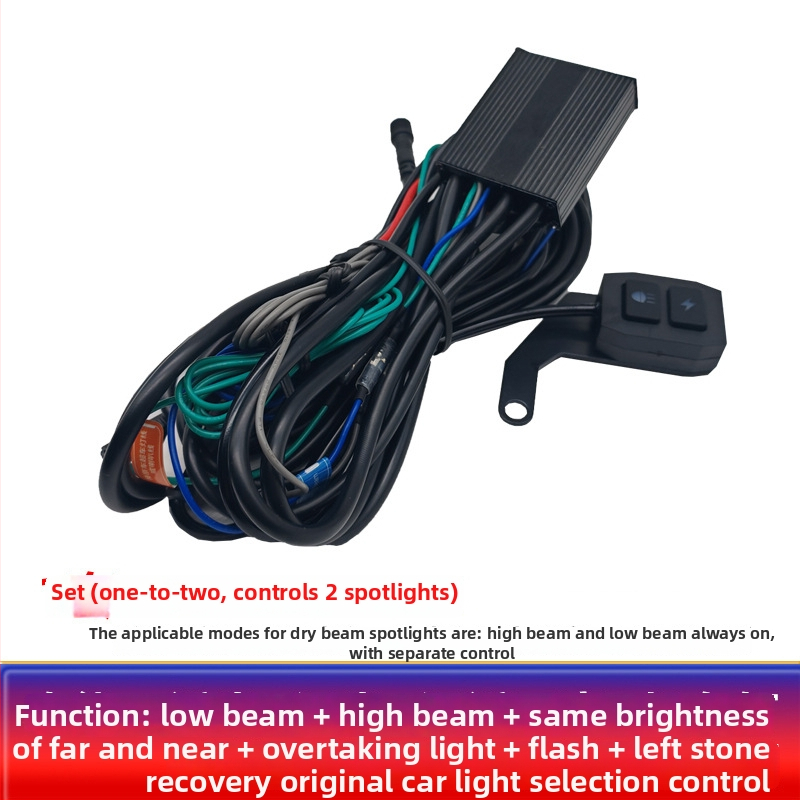 LED reflektor pre motocykl s káblovým ovládaním, vypínačom, Burst Flash, viacnásobné režimy – model A1, 100W, 12-36V, hliník