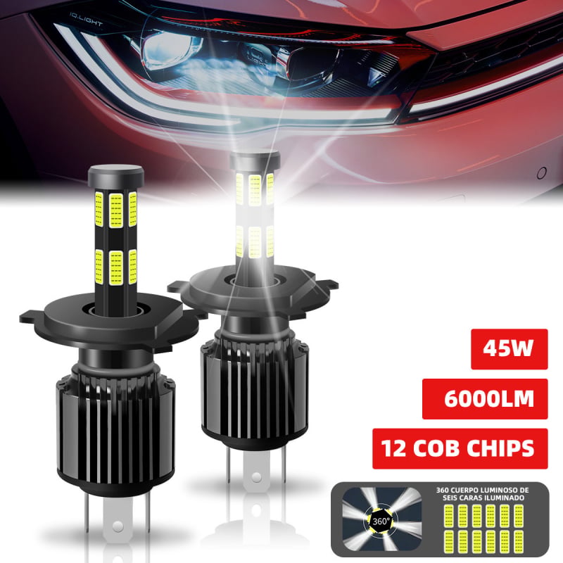 LED prednje svjetlo za motocikl H4, COB LED, 50W, 5000 lm, IP68