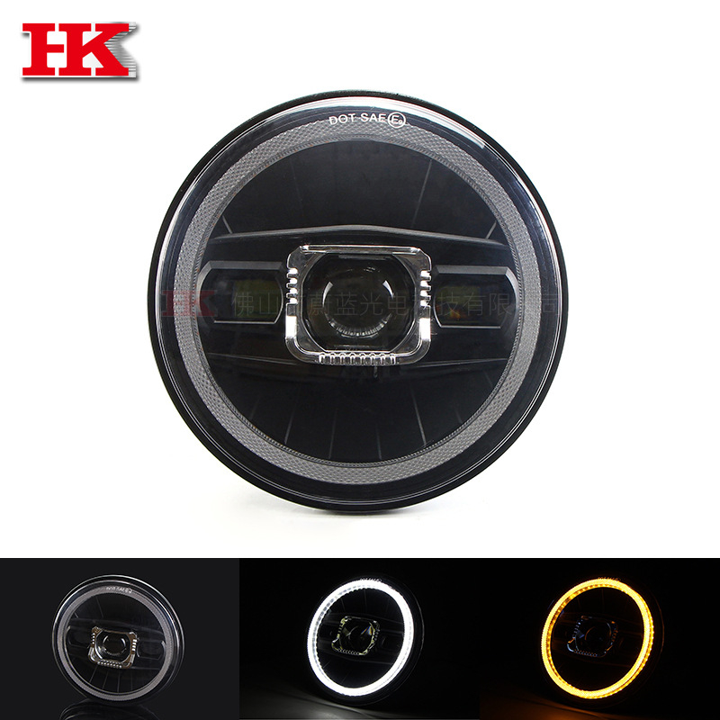 Harley LED predný svetlomet pre motorku 7 palcov, s dvojitou lúčom a anjelským okom (10-60V, 4000 lm, 40 W, materiál: PC+ hliník, životnosť: 30000 h)