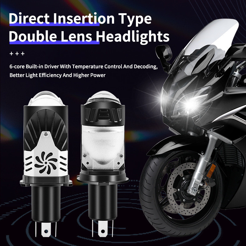 LED svjetlosno prednje svjetlo s H4 lećom – Đavolske oči, dvostruki fisheye, visoki i niski snop, 55W, 12–24V DC, IP68, 6000 lm, 6000K