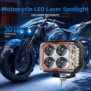 LED motocyklové svetlo s trojstranným štvorlístkom, 12V, IP67, hliníkové telo, 3570 LED