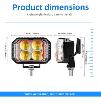 LED motocyklové svetlo s trojstranným štvorlístkom, 12V, IP67, hliníkové telo, 3570 LED