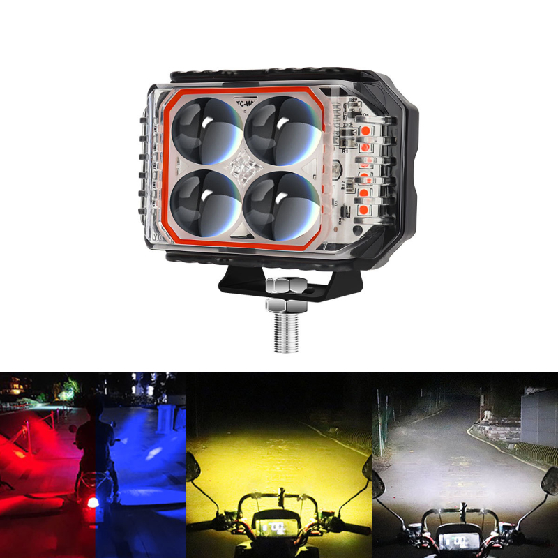 LED motocyklové svetlo s trojstranným štvorlístkom, 12V, IP67, hliníkové telo, 3570 LED