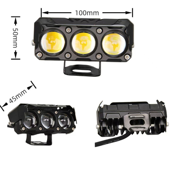 3-očni vanjski svjetlosni reflektor za motocikl, LED, aluminijsko kućište, vodootporan, 9-30V, 2000 lm