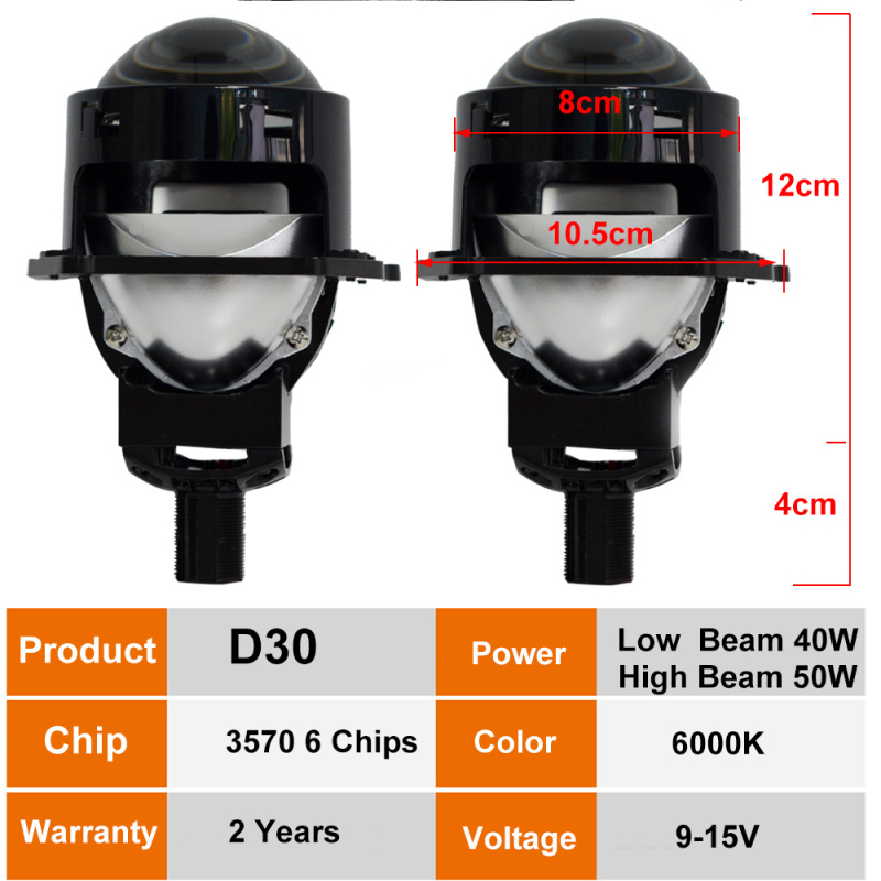 LED motociklističko prednje svjetlo, 3-inčni bifokalni leća, 50W, 30000 lm, CSP LED, IP67