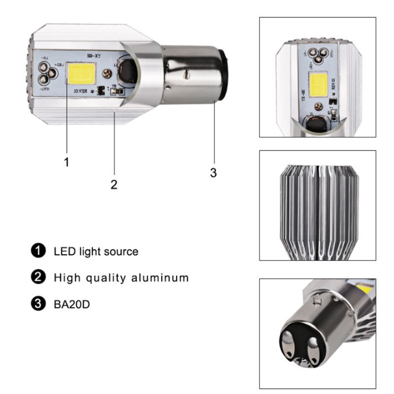 Motociklistička LED prednja svjetiljka H4, lukastog oblika, tri kandže, COB 10W, 12-80V, IP45, aluminijsko kućište