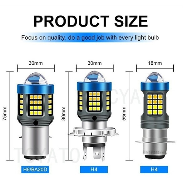 Tcyato Angel Eye LED svjetlo za motocikl, H4/BA20D/P15D, bijelo-žuto dvobojno, visoka svjetlina sprijeda