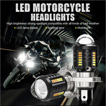 TCYATO LED prednji svjetlosni sklop za motocikl H4, crni Angel Eye, visoka snaga, žuta svjetlost