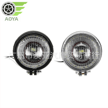 Motocyklové LED svetlo – veľké retro predné svetlo s krytom tvaru klobúka; plast, 12V, 12W