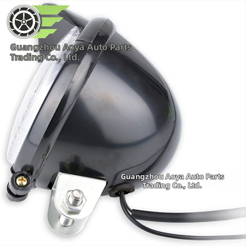 Motocyklové LED svetlo – veľké retro predné svetlo s krytom tvaru klobúka; plast, 12V, 12W