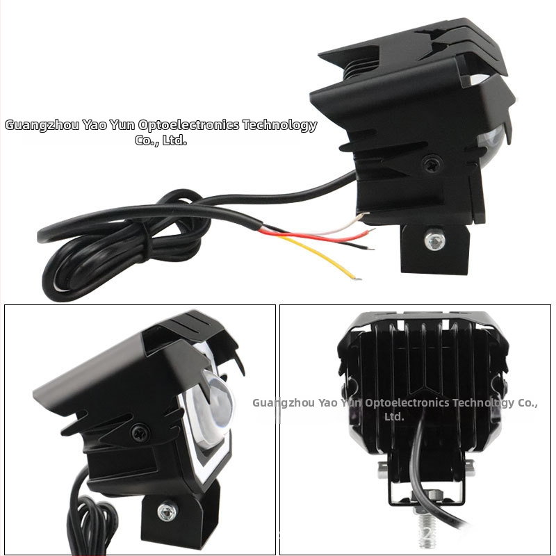 Externý štvorcový smerový svetelný projektor na motocykel s kruhom Angel Eye a dvojfokálnou šošovkou, hliníkové puzdro, 8-80V, 30W vysokovýkonný svetelný zdroj