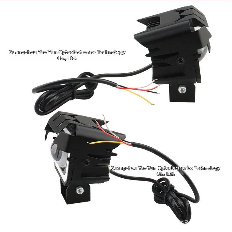 Externý štvorcový smerový svetelný projektor na motocykel s kruhom Angel Eye a dvojfokálnou šošovkou, hliníkové puzdro, 8-80V, 30W vysokovýkonný svetelný zdroj