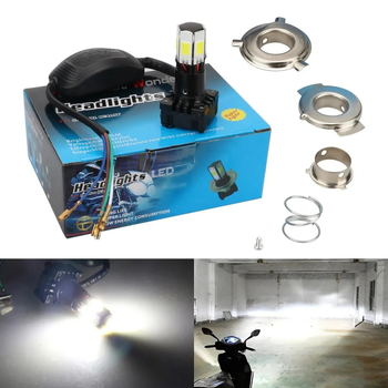 Reflektor za motocikl s ugrađenom LED diodom, šestostrano LED emitiranje, visok/niži snop, aluminijska legura, 12–80V, IP67, 4000 lm, 30 W