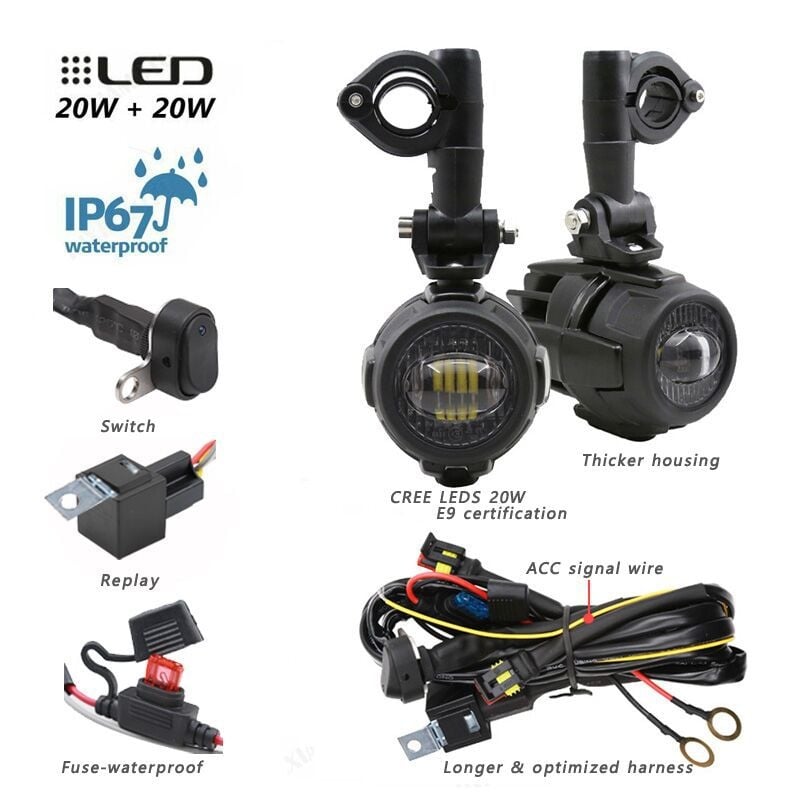 Lumină LED auxiliară pentru motocicletă – 60W, compatibilă cu R1200GS, F800, 700 KTM, model YIA-BMW