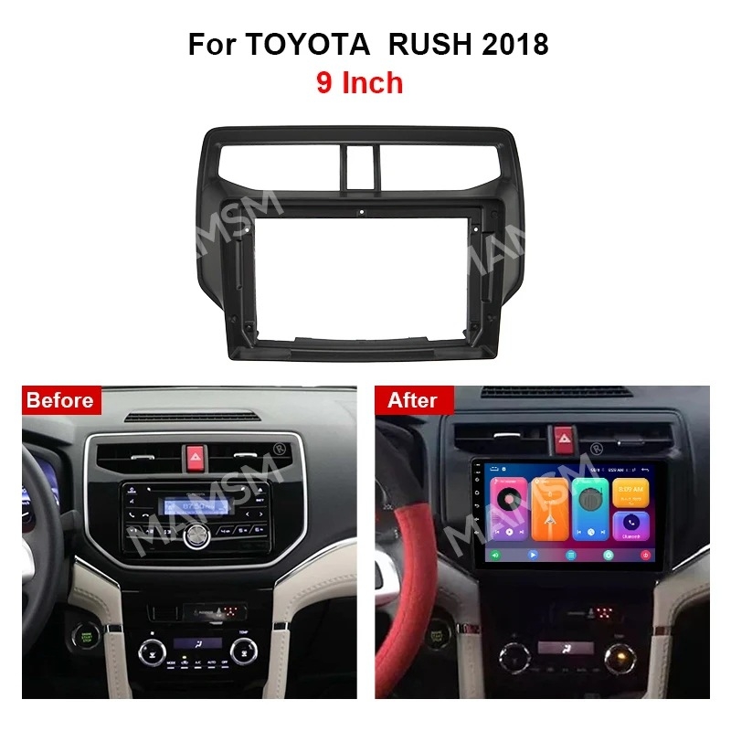 Rám Android navigácie s veľkou obrazovkou pre Toyota Rush 2018 – plastový panel, 300 g, úprava audio-video