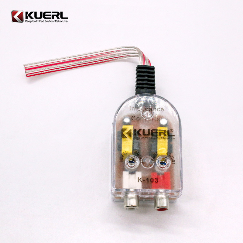 Автомобилен аудио конвертор: високочестотен към нискочестотен аудио преобразувател за аудио порт, модел K-103, KUERL, 12-24 V, 50 W (тегло 0.048)