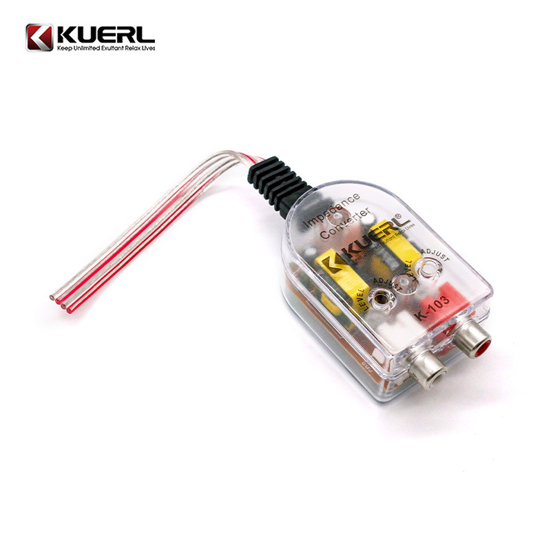 Автомобилен аудио конвертор: високочестотен към нискочестотен аудио преобразувател за аудио порт, модел K-103, KUERL, 12-24 V, 50 W (тегло 0.048)