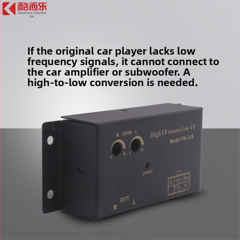 Автомобилен аудио конвертор за висока към ниска честота с функция забавяне - FH-318, 12-24V, 50W, железен корпус