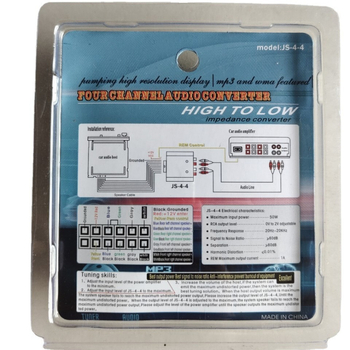 Kojieshi JS-4 audio modul za modifikacije, 4-kanalni, 4 ulaza 4 izlaza, aluminijsko kućište, 12V, univerzalna kompatibilnost
