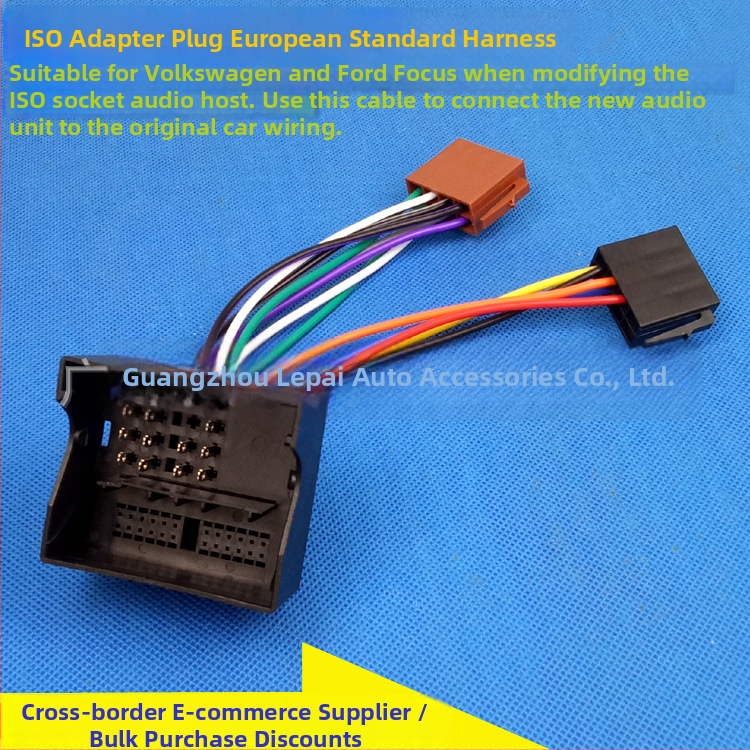 ISO adaptér napájacieho kábla pre auto audio a navigáciu — kompatibilný s Ford Focus, VW, Mercedes-Benz, BMW; 12V; plast + kov; Peak Auto Parts; prispôsobenie k dispozícii