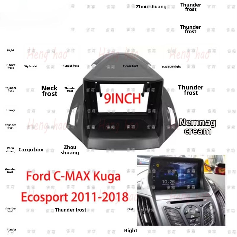 Android navigačný rám pre Ford Escape, C-Max, Kuga a Ecosport – Plast, 500 g, Henghao