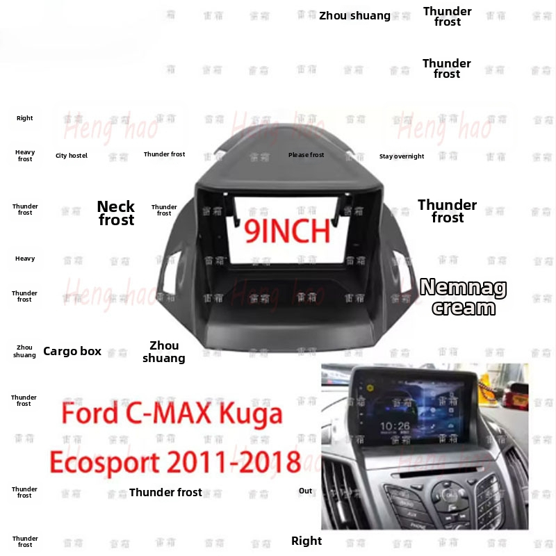 Android navigačný rám pre Ford Escape, C-Max, Kuga a Ecosport – Plast, 500 g, Henghao