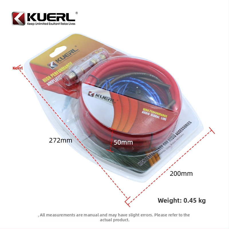 Napájací kábel pre auto zosilňovač, 8AWG meďou obalený hliník, 12-24V, 800-1200W, Model K-X9 8GA