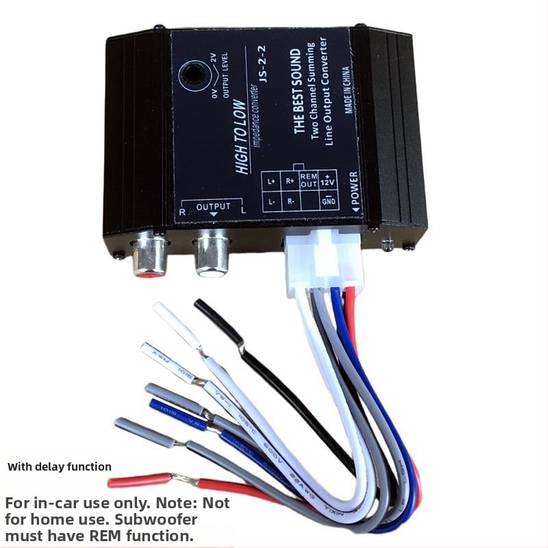 Адаптер за усилване на автомобилен субуфер, Js22 high-to-low, 12V, метален корпус