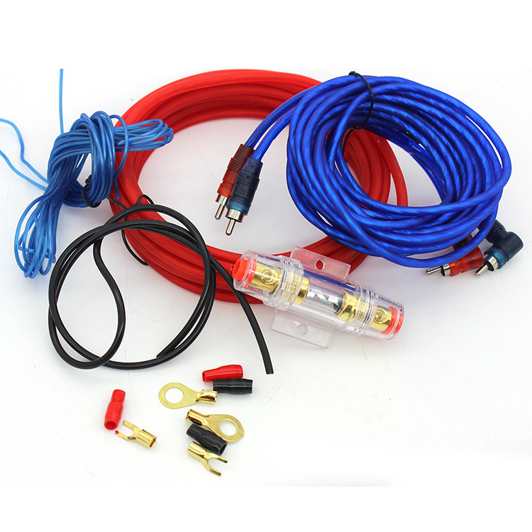 Set kablova za automobilsku audio opremu za pojačalo i subwoofer — 10 AWG napajajući kabel, audio kabel, kontrolni kabel (Univerzalna kompatibilnost)