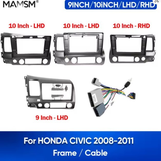 Android πλαίσιο κεντρικού κονσόλου για Honda Civic 2008–2011 – 300 g, Υλικό: Πλαστικό, Χωρίς παραμετροποίηση