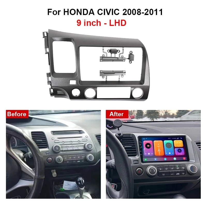 Android πλαίσιο κεντρικού κονσόλου για Honda Civic 2008–2011 – 300 g, Υλικό: Πλαστικό, Χωρίς παραμετροποίηση