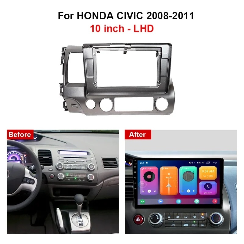Android πλαίσιο κεντρικού κονσόλου για Honda Civic 2008–2011 – 300 g, Υλικό: Πλαστικό, Χωρίς παραμετροποίηση