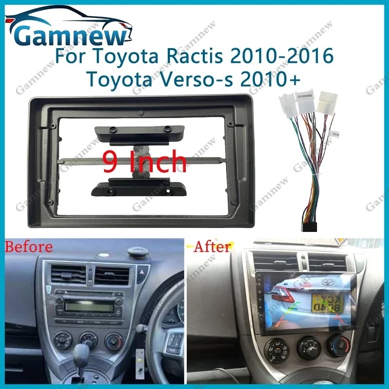 Panou de ramă pentru audio auto cu navigație DVD pentru Toyota Verso-S / Ractis — 350 g, material plastic, 12 V, modele compatibile: Toyota Verso-S / Ractis, scop: modificare panou navigației centrale