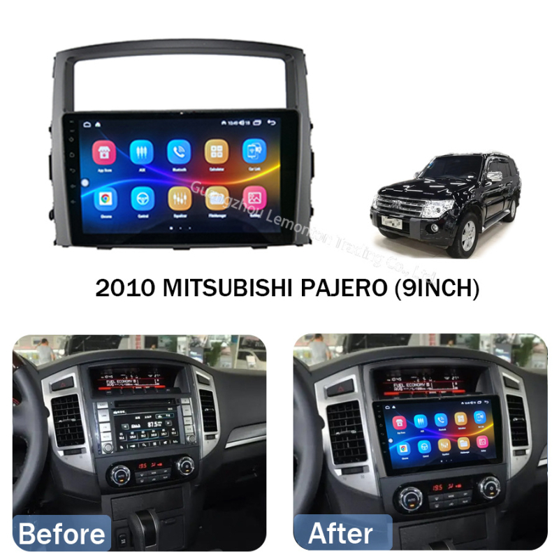 Ramă Android pentru navigație în consola centrală, Mitsubishi Pajero 2010 – navigație Android, ecran mare, set variat de rame