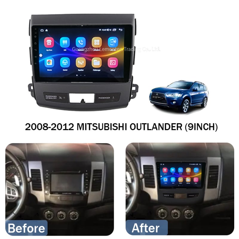 9-inčni Android okvir za navigaciju Mitsubishi Outlander 2008–2012